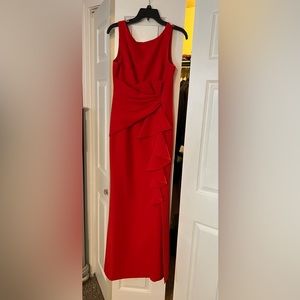 Eliza J Sleeveless Cascading-Ruffle Gown